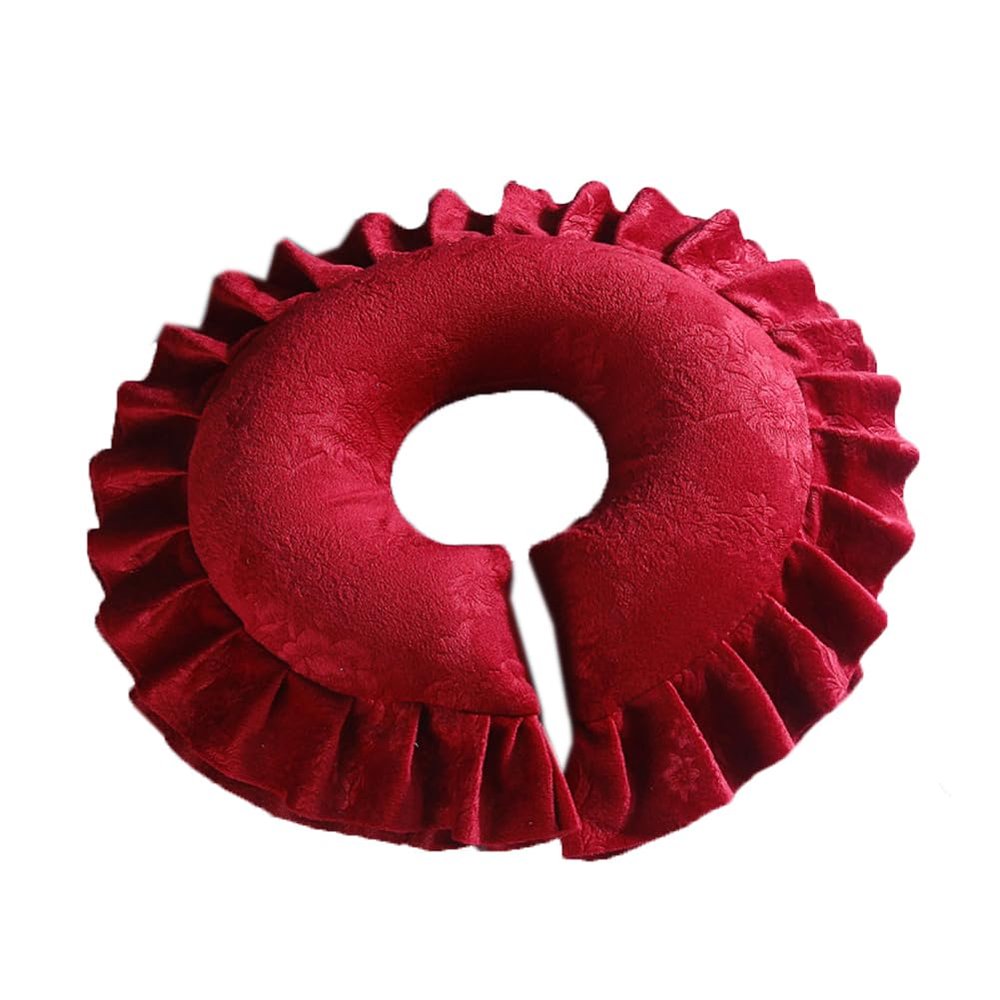 Flush of Dawn Plush Headrest Face Cushion Creative Face Down Massage Head Pillow for Bed Massage Table Cradle Face Pillow (Wine red)