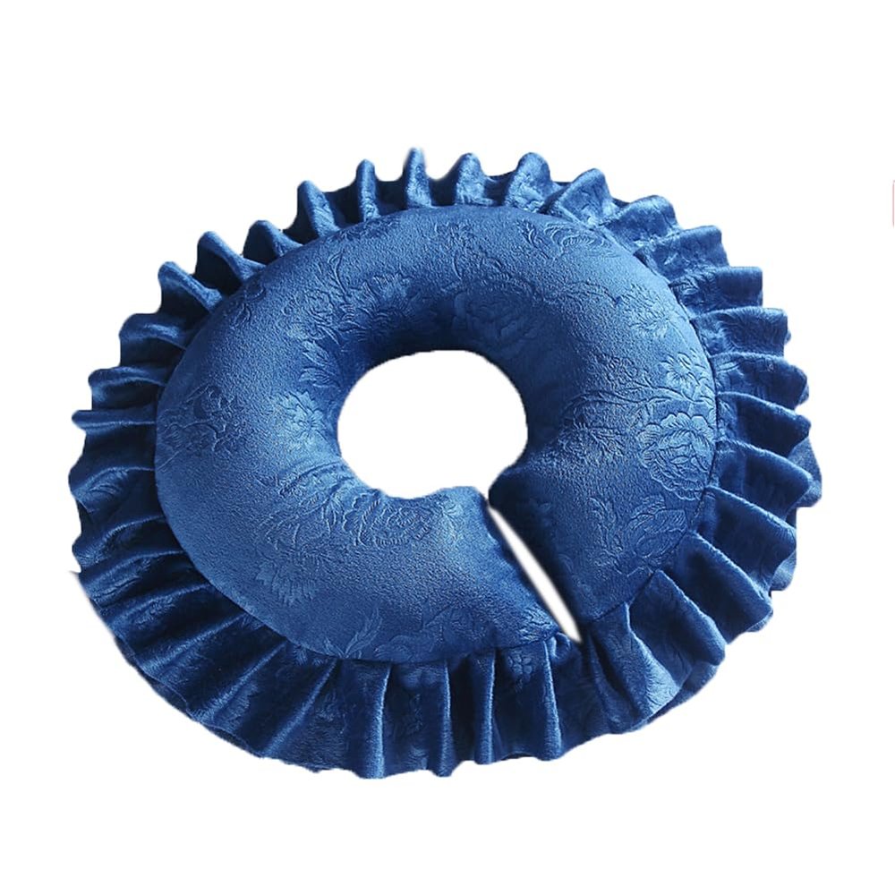 Flush of Dawn Plush Headrest Face Cushion Creative Face Down Massage Head Pillow for Bed Massage Table Cradle Face Pillow (Navy blue)
