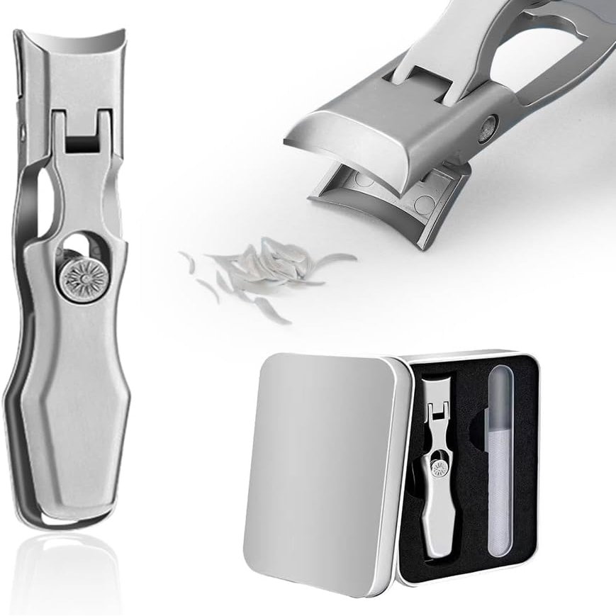 2024 Upgrade Portable Ultra Sharp Nail Clippers,Nail Clipper with Catcher Toe Nail Clippers for Thick Nails with Storage Case Large Opening Nail Clipper,Stainless Steel Nail Clipper (Silver, 2 Sets)