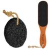 Pumice Stone - Natural Earth Lava Black - Callus/Corn Remover for Feet Heels and Palm & Pumice Stone Foot File -Wooden Pedicure Feet Scrubber with Handle for Callus, Dry, and Dead Skin Removal view 1