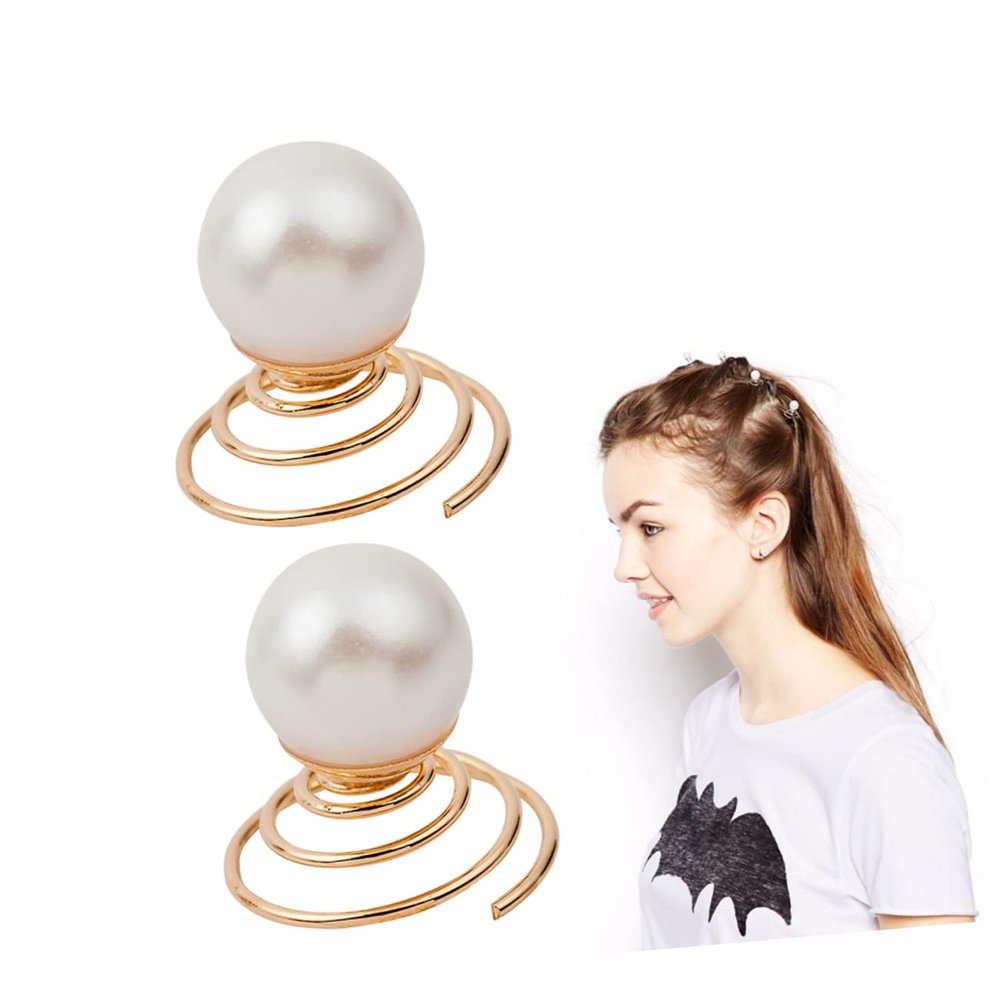 12Pcs Golden Imitation Pearl Hair Pins Elegant Spiral Hair Accessories for Bridal Prom Party Birthday Hairstyles