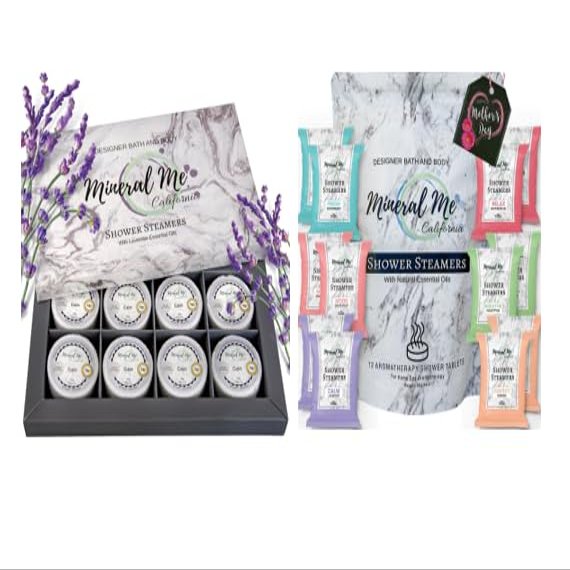 Shower Steamers Aromatherapy - 8 pc Lavender Shower Steamers w/Organic Essential Oils for Vaporizing Spa, Shower Bombs Aromatherapy - 12pc Shower Steamers Vapor Tablets, Shower Melts, Steam Spa