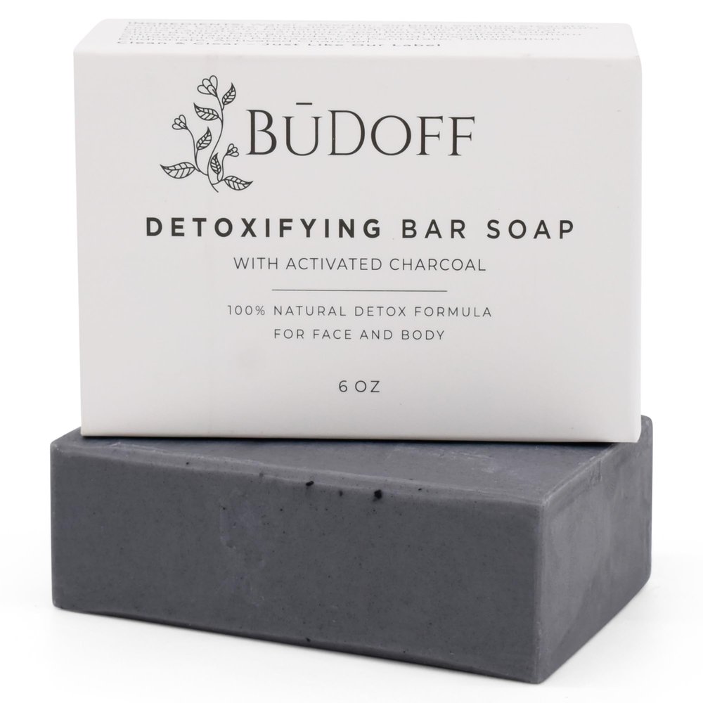 Activated Charcoal Body Wash Bar Soap - Gently Remove Excess Oil & Impurities - Clears Pores - Acne - Shea, Cocoa, and Mango Butter Men, Women, Teens, Kids Face and Body 6 Oz Bar Soap Made in USA
