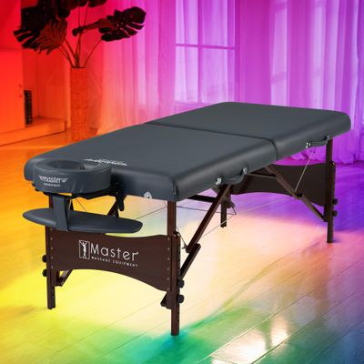 30" Royal Blue Portable Massage Table Master Massage Package with Aurora Multicolor Atmosphere Ambient Lighting System