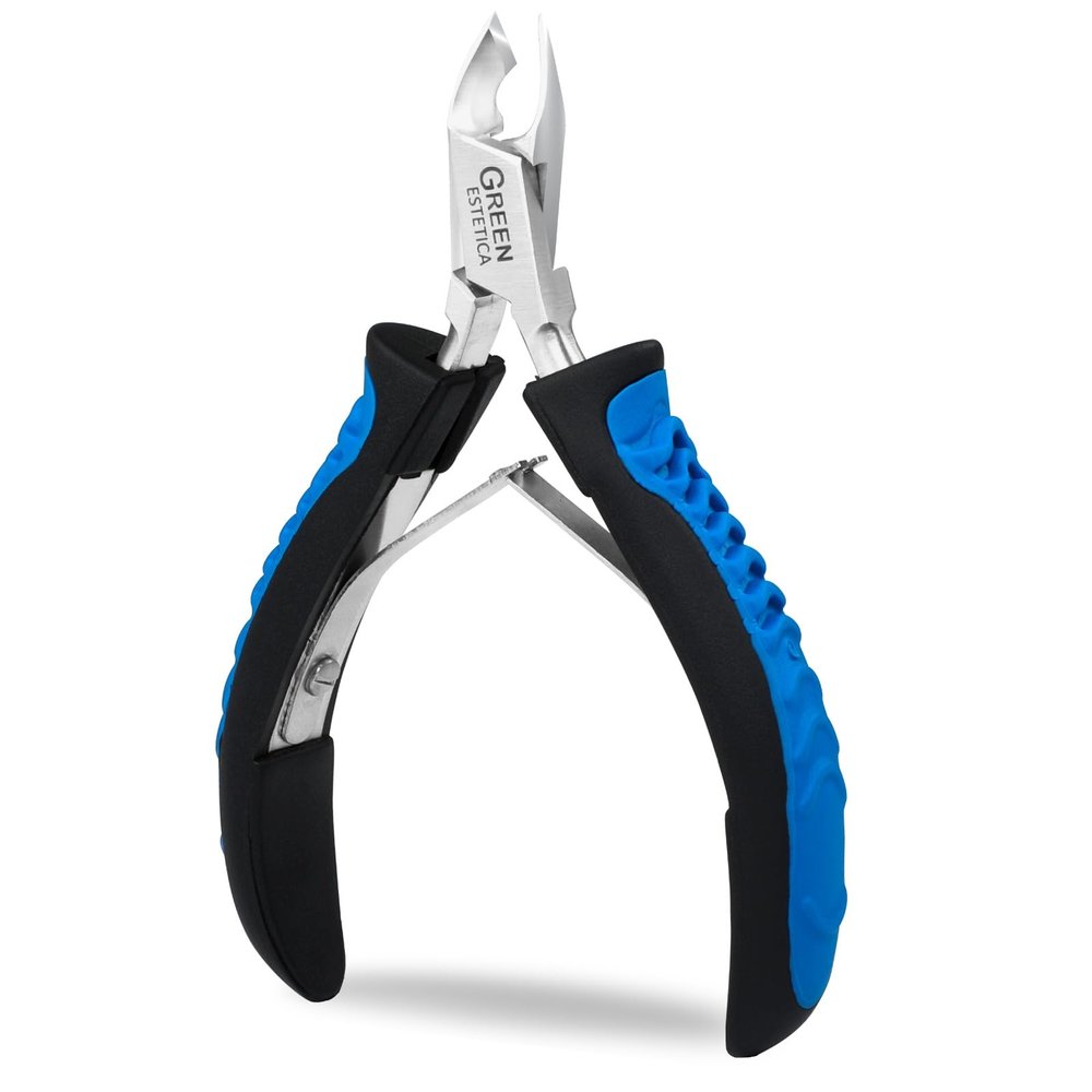 Cuticle Trimmer with Non-Slip Grip Handle Professional Stainless Steel Cuticle Cutter Sharp Blades Double Spring Cuticle Nippers for Nail Care Pedicure Manicure Nail Tools (Blue-Black)