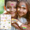 128+ PCS Groovy Unicorn Rainbow Temporary Tattoos, Glitter Flash Silver Pride Fake Tattoos For Kids Boys Girls Birthday Party Favors Supplies, Cartoon Metallic LGBT Face Tattoo Sticker Party Supplies view 3