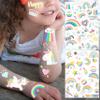 128+ PCS Groovy Unicorn Rainbow Temporary Tattoos, Glitter Flash Silver Pride Fake Tattoos For Kids Boys Girls Birthday Party Favors Supplies, Cartoon Metallic LGBT Face Tattoo Sticker Party Supplies view 4