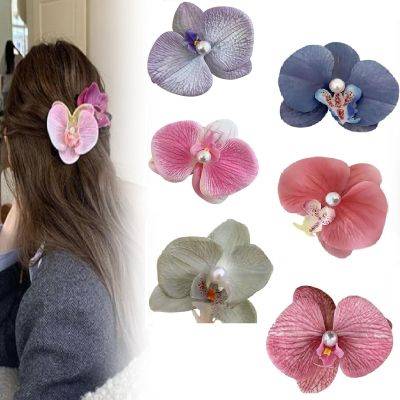 Butterfly Orchid Flower Hair Clips, Bohemian Butterfly Orchid Hairpin, Hawaiian Flower Hair Clips, Elegant Artificial Silk Orchid Flower Hair Clips, Flower Hair Clips for Women (Color : ALL COLOR)