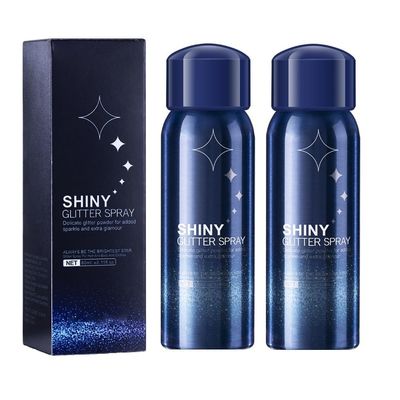 2 Pcs Body Glitter Spray, Perfect Long-Lasting Shiny Hair and Clothes Glitter Spray for Stage Makeup, Festival, Rave Prom.