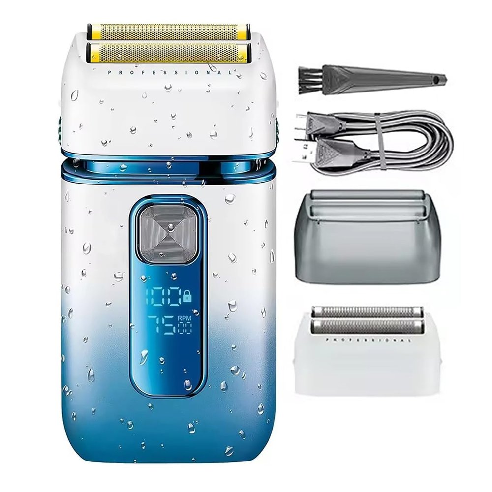 Men's Shaver, Electric Shaver Professional Shaving Machine Rechargeable Beard Trimmer Waterproof Razor Reciprocating Shaver for Men (Color : White)
