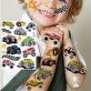 Groovy Metallic Temporary Tattoos Monster Truck, 63+ PCS Cartoon Flash Glitter Silver Trucks Tattoos For Kids Boys Girls Child, Racing Car Checkered Flag Wheel Trophy Flames Face Tattoo Party Supplies view 3