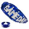 Miracle Collection Game Day Classic Cross Knotted Headband for Women and Girls. (BLWT-SEQUINS) view 1