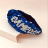 Miracle Collection Game Day Classic Cross Knotted Headband for Women and Girls. (BLWT-SEQUINS) view 3