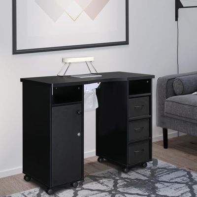 Black Manicure Table Nail Desk, Bauty Spa Salon Workstation Cabinets, Nail Desk for Nail Tech, Nail Tech Table Nail Table Station,Storage Cabinet & Drawers 101 x 45 x 78CM