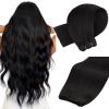MAXITA Sew in Hair Extensions Real Human Hair Natural Black Weft Hair Extensions 16 inch 80g human hair weft extensions Double Weft Soft Silky Straight hair extensions sew in view 1