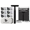 BULIMICA Matte Black Upgrade Open Comb Design Safety Razor Kit, Includes 1 Safety Razor with 10 Blades and 1 Razor Blade Bank with 30 Blades view 1