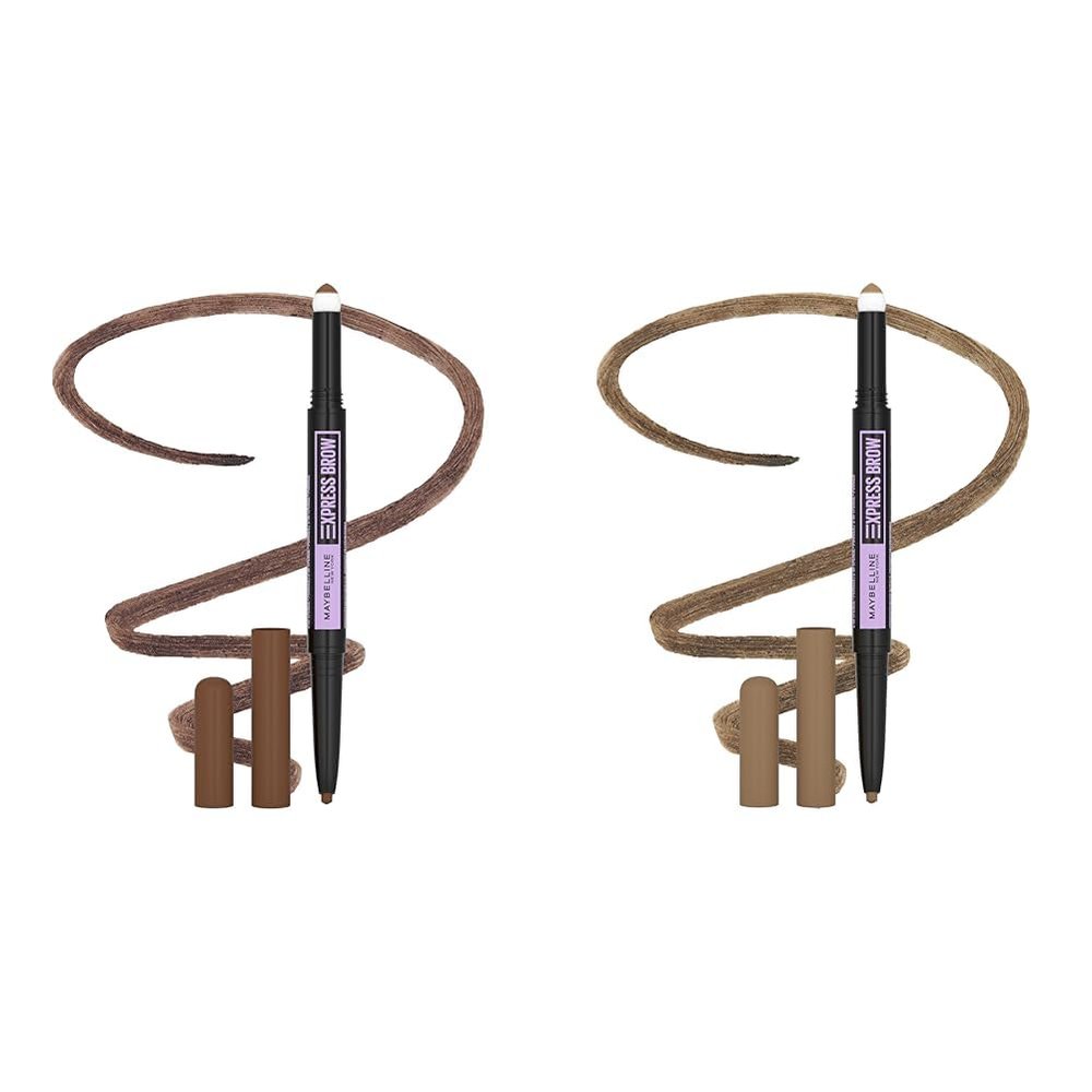 Maybelline Express Brow 2-In-1 Pencil and Powder Eyebrow Makeup, Soft Brown and Blonde, 1 Count Each
