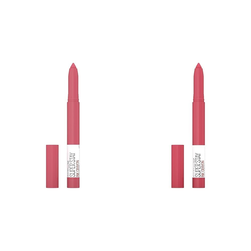 MAYBELLINE Super Stay Ink Crayon Matte Longwear Lipstick Makeup, 145 Break The Ceiling & Change Is Good Rose Pink Lip Crayon