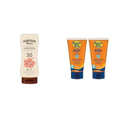 Hawaiian Tropic and Banana Boat Sunscreen Lotions SPF 30, 8oz and 3oz