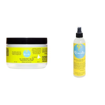 Curls Blueberry Bliss Hair Mask and Moisturizer Bundle - Repair, Protect, Restore, Grow, and Refresh 8 Fl Oz and 8oz