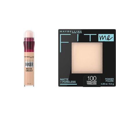 Maybelline Instant Age Rewind 115 Concealer and Fit Me Matte Poreless Pressed Powder Makeup Bundle