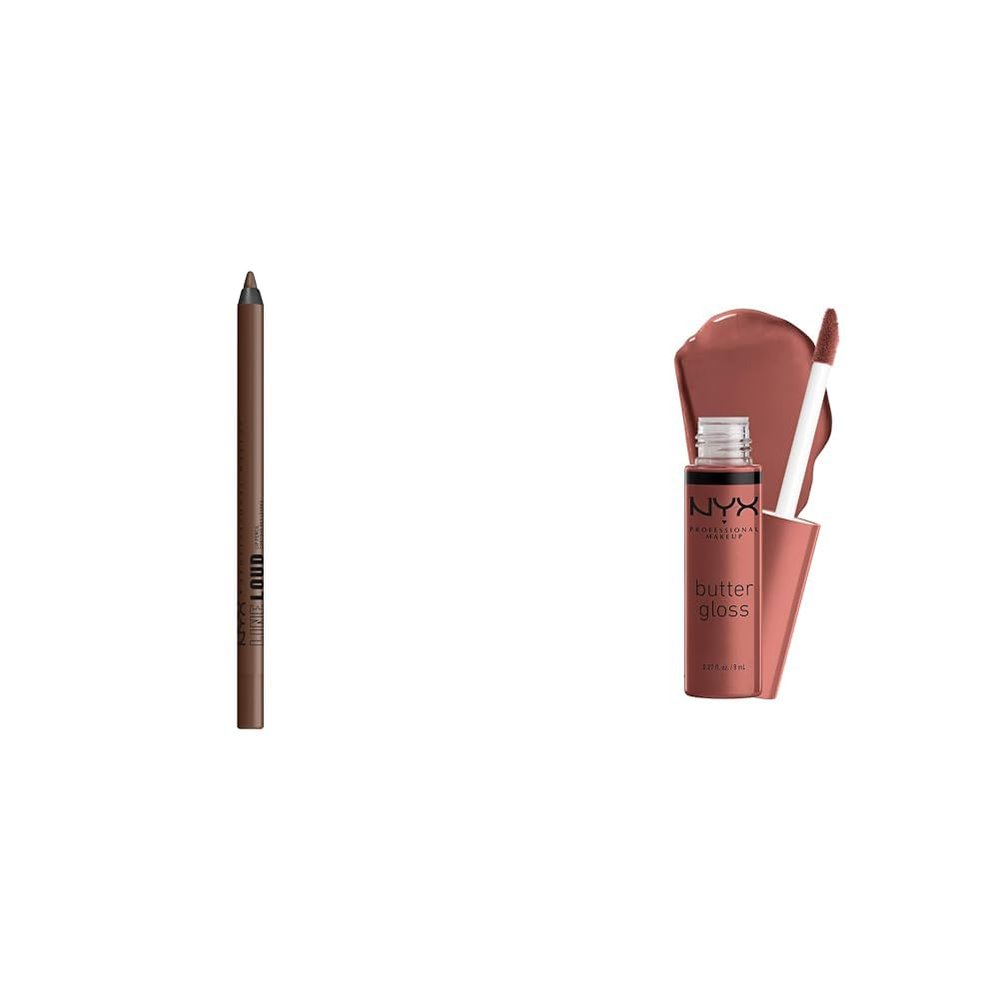 NYX PROFESSIONAL MAKEUP Line Loud Lip Liner Rebel Kind & Butter Gloss Praline Bundle