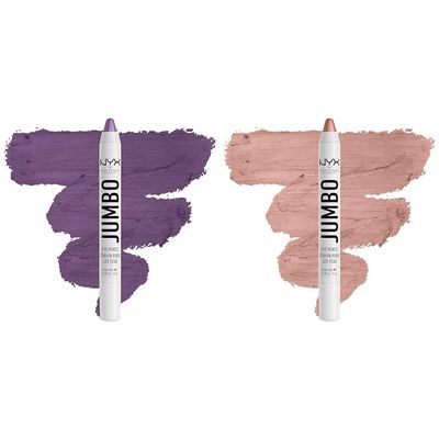 NYX Jumbo Eye Pencil Duo - Eggplant & Iced Latte Blendable Eyeshadow Stick & Eyeliner Pencils