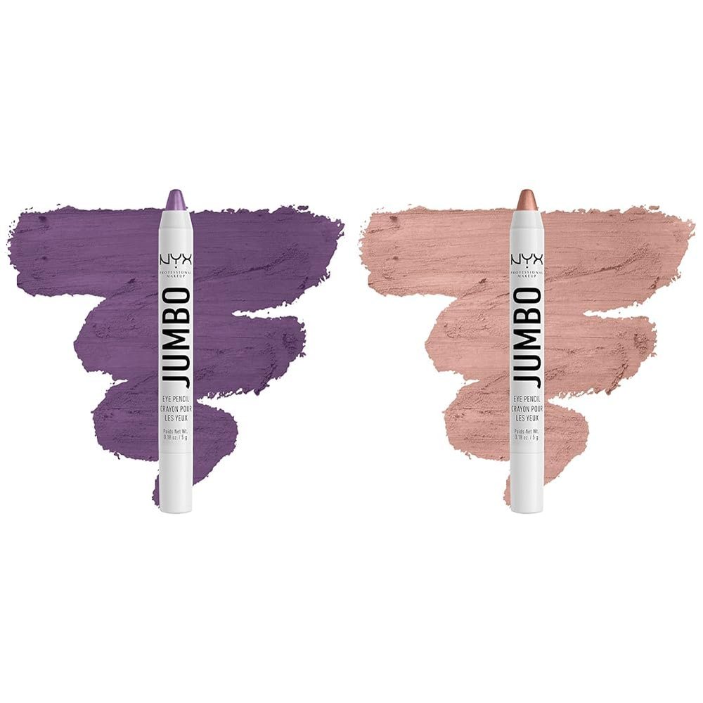 NYX Jumbo Eye Pencil Duo - Eggplant & Iced Latte Blendable Eyeshadow Stick & Eyeliner Pencils