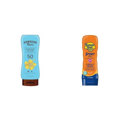 Hawaiian Tropic & Banana Boat Sunscreen Lotions SPF 50, 8oz