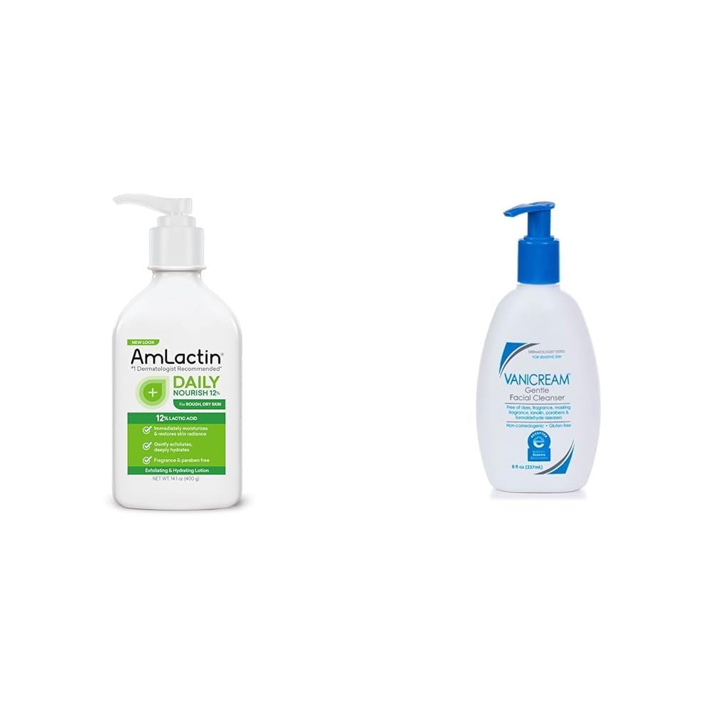 AmLactin Daily Nourish 12% - 14.1 oz Body Lotion and Vanicream Gentle Facial Cleanser - 8 fl oz