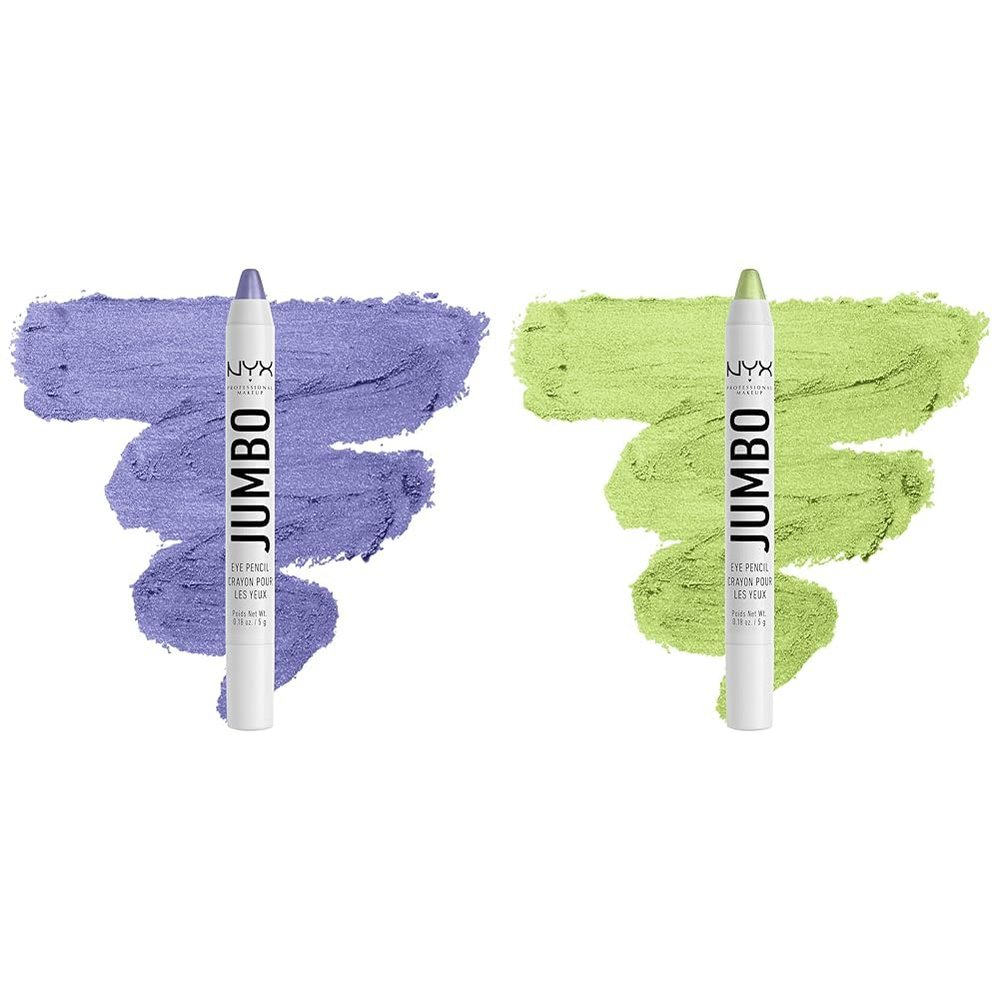 NYX PROFESSIONAL MAKEUP Jumbo Eye Pencil Blendable Eyeshadow Stick & Eyeliner Pencil Bundle - Lilac & Green