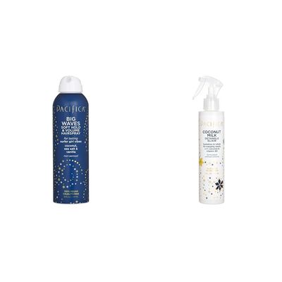 Pacifica Coconut Sea Salt Vanilla Big Waves Hairspray & Coconut Milk Detangle Elixir Conditioning Spray Bundle