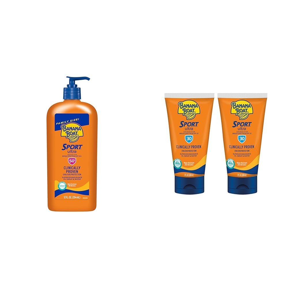 Banana Boat Sport Ultra Sunscreen Lotion SPF 50 12oz & SPF 30 3oz Twin Pack
