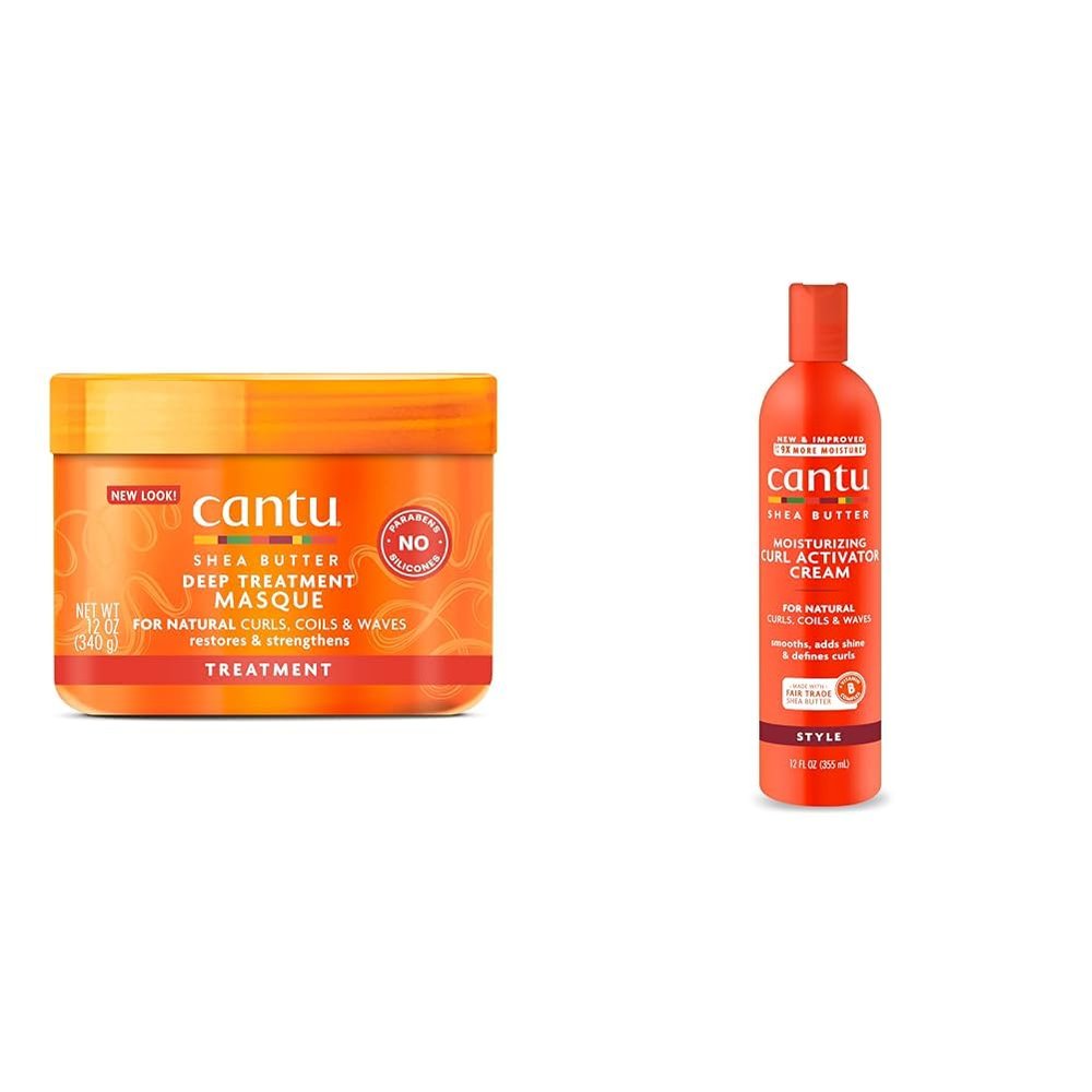 Cantu Deep Treatment Masque and Curl Activator Cream Bundle, 12 oz
