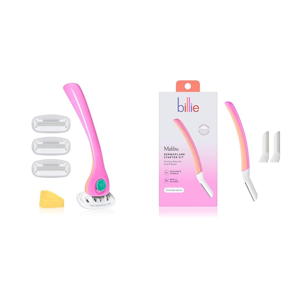 Billie Razors for Women Shave Kit with 5 Blades + Dermaplane Starter Kit with 3 Refill Blades for Facial Hair Removal