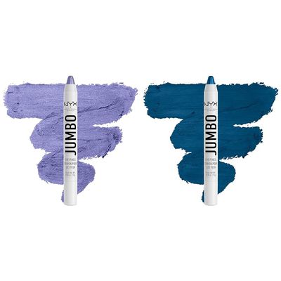 NYX Jumbo Eye Pencil Blendable Eyeshadow Stick & Eyeliner Pencil Bundle - Donut (Lilac) and Blueberry Pop (Blue)