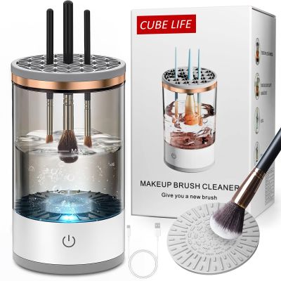 CUBE LIFE Makeup Brush Cleaner Machine, Electric Makeup Brush Cleaner, Make Up Brush Cleaner Cleanser Machine, Quick & Efficient Cleaning for Makeup Brushes, Gifts for Women, Mom, Wife