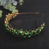 Teyglen Rhinestone Wedding Headband Crystal Headpiece Bridal Headband Tiara Green Rhinestone Hair Band Hoop Wedding Hair Accessories for Women(Green) view 2