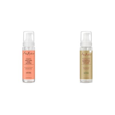 SheaMoisture Curl & Wrap Mousse with Shea Butter Coconut Hibiscus & Manuka Honey Mafura Oil 7.5oz 2 Pack