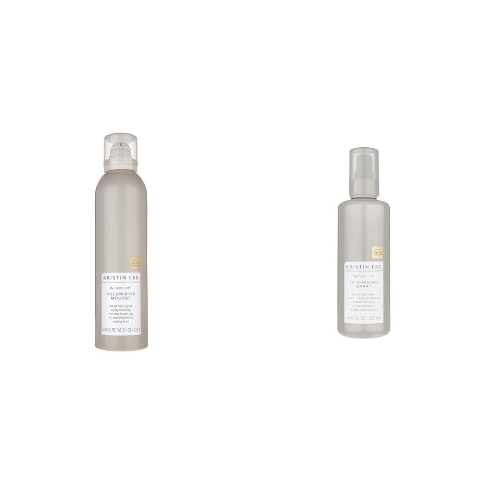 Kristin Ess 8.1 Oz Mousse + 8.45 fl. oz. Spray Instant Lift Volumizing Hair Thickening Bundle