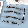 2 Pack Long Slim Curved Shiny French Barrettes Tortoise Shell Clips for Thick Hair Metal Spring Clips Barrette Ponytail Hair Grip No Slip Workouts Hairpins Chic Styling (Black and White) view 2