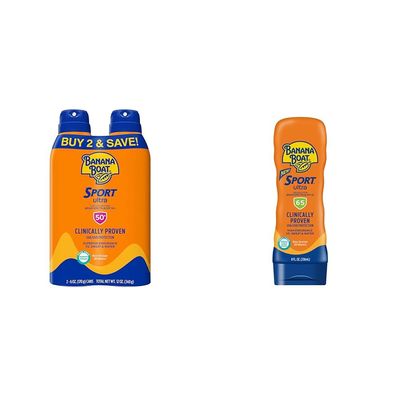 Banana Boat Sport Ultra SPF 50 Sunscreen Spray Twin Pack and SPF 65 Sunscreen Lotion