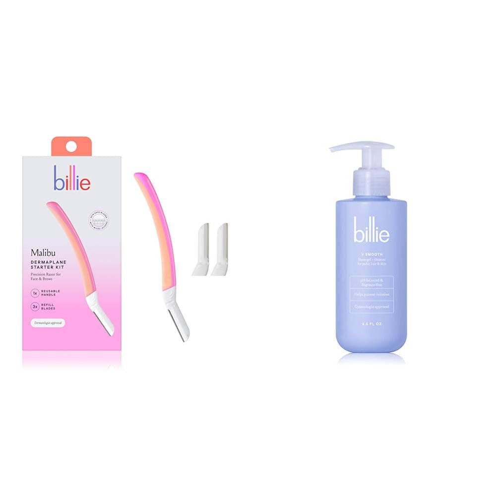 Billie Dermaplane Starter Kit + V Smooth Shave Gel & Cleanser for Pubic Hair & Skin - 6.5 oz.