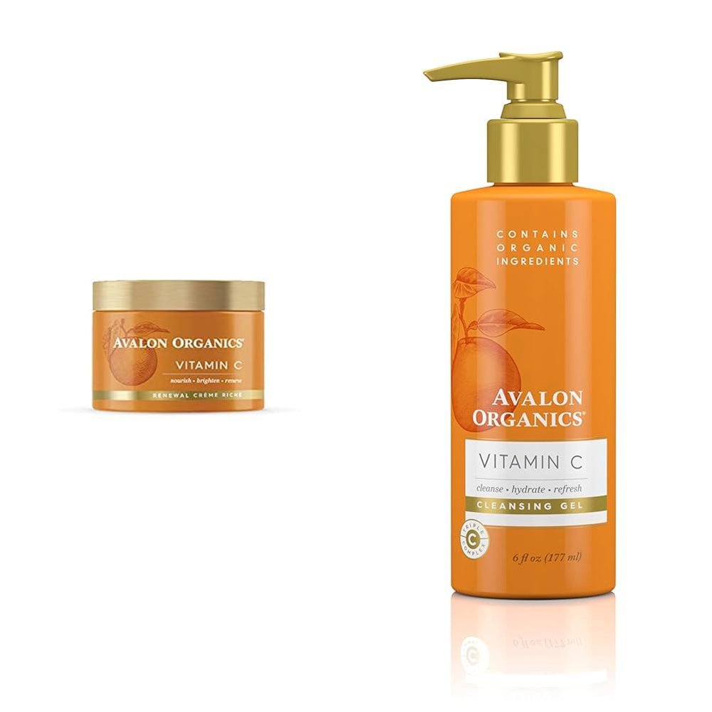 Avalon Organics Skin Moisturizer with Vitamin C 1.7 Oz & Cleansing Gel with Vitamin C 6 Oz Bundle