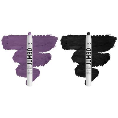 NYX PROFESSIONAL MAKEUP Jumbo Eye Pencil Blendable Eyeshadow Stick & Eyeliner Pencil Bundle - Eggplant (Violet) and Black Bean