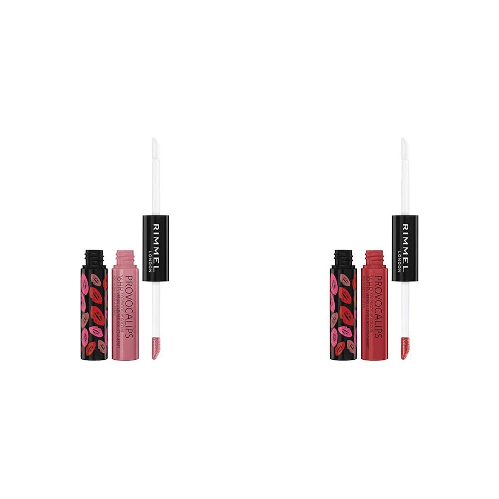 Rimmel London Provocalips 16hr Kiss-Proof Lip Color Bundle - 430 Wish Upon A Berry & 750 Heart Breaker, .14 fl.oz. Each