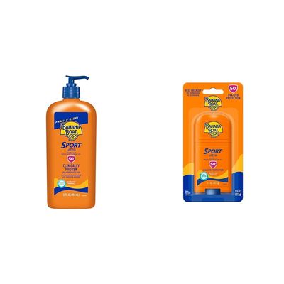 Banana Boat Sport Ultra SPF 50 Sunscreen Lotion 12oz & Sport Ultra Reef Friendly Stick SPF 50 1.5oz Sun Protection