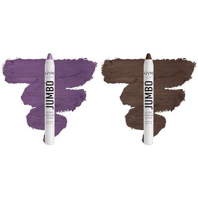 NYX PROFESSIONAL MAKEUP Jumbo Eye Pencil Duo - Eggplant & Frappe Blendable Eyeshadow Stick & Eyeliner Pencils