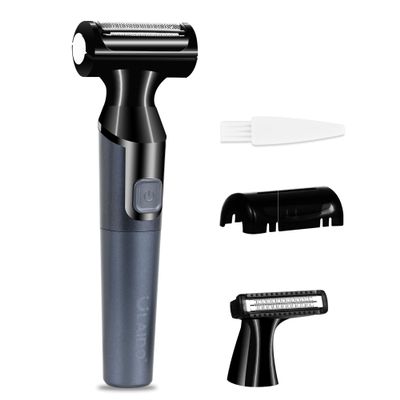 ULAIDO Body Hair Trimmer for Men, Electric Groin Pubic Hair Trimmer, Body Hair Groomers, Waterproof Wet/Dry Ball Trimmer for Full Body and Privates with Replacement Body Groomer Foil Heads(B)
