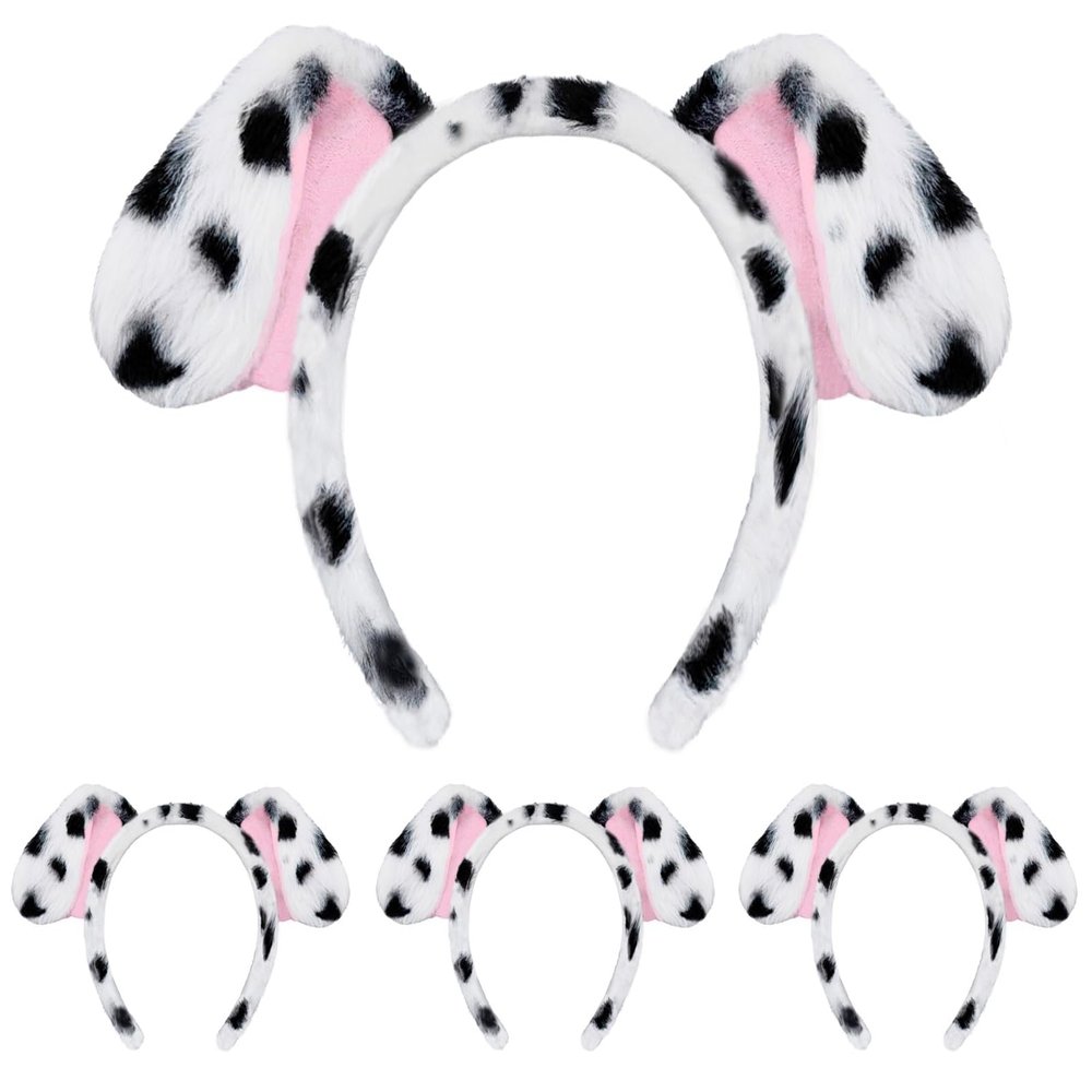DaliDali 4 Count Dalmatian Dog Ears Headband, Puppy Ears Headband Dog Ears Bulk for Halloween Festival Party